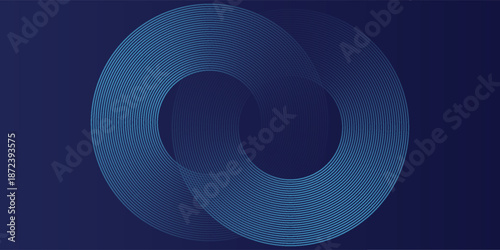 Abstract blue glowing geometric lines on dark blue background. Modern shiny blue circle lines pattern. Futuristic technology concept. Suit for cover, poster, banner eps 10.