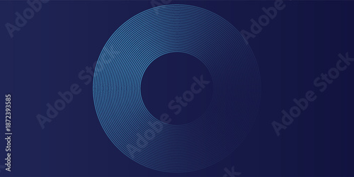 Abstract blue glowing geometric lines on dark blue background. Modern shiny blue circle lines pattern. Futuristic technology concept. Suit for cover, poster, banner eps 10.