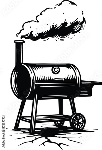 BBQ Smoker Grill Design - Barbecue Grill Silhouette - Smoker Grill Vector Art - BBQ Pit Design - Outdoor Cooking Grill design