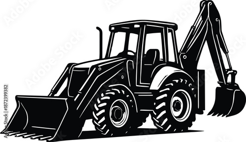 Backhoe Excavator Bulldozer Set - Construction Machine Designs - Heavy Equipment Vector - eavy Machinery Silhouettes - Backhoe Loader, Excavator, Bulldozer