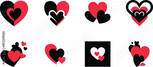 Broken red heart symbol on black and white split background, love failure concept