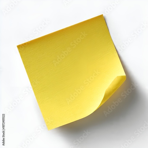 Yellow Blank Memo Sticky Notes Paper with shadow isolated on white background with clipping path. Simple Square Geometry form.