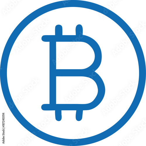 Bitcoin Cryptocurrency Symbol Digital Money Outline Vector Illustration
