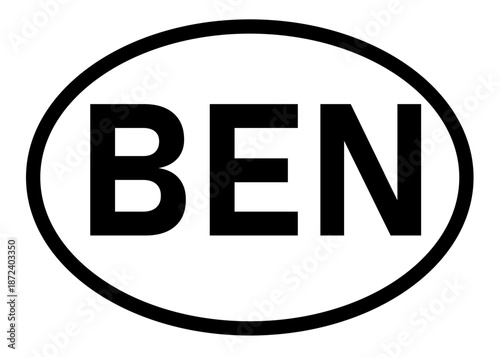 Benin country code BEN icon vector on a white background
Country code abbreviation oval sticker icon on a white background