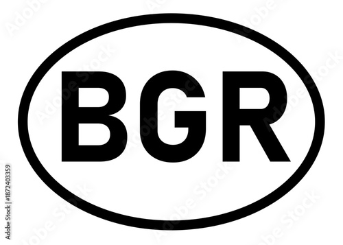 Bulgaria country code BGR icon vector on a white background
Country code abbreviation oval sticker icon on a white background
