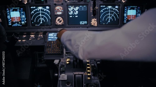 Pilot Managing Severe Turbulence in Cockpit Emergency