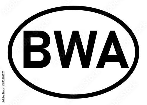 Botswana country code BWA icon vector on a white background
Country code abbreviation oval sticker icon on a white background