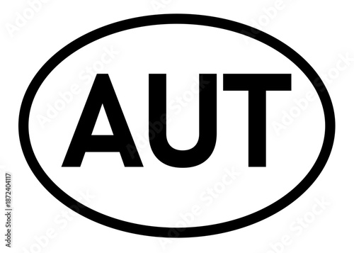 Austria country code AUT icon vector on a white background
Country code abbreviation oval sticker icon on a white background