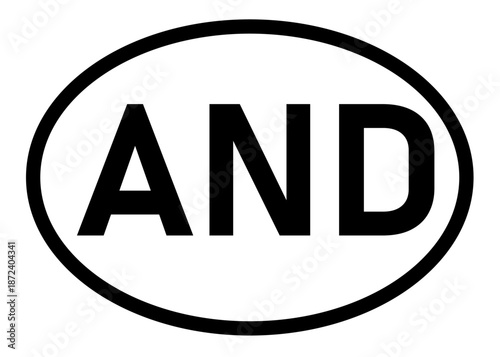 Andorra country code AND icon vector on a white background
Country code abbreviation oval sticker icon on a white background
