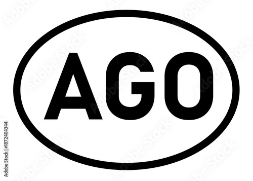 Angola country code AGO icon vector on a white background
Country code abbreviation oval sticker icon on a white background
