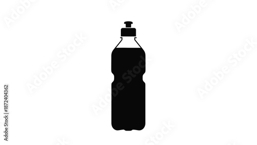 Black Silhouette of Dish Soap Bottle Icon for Cleaning Service and Household Product Design