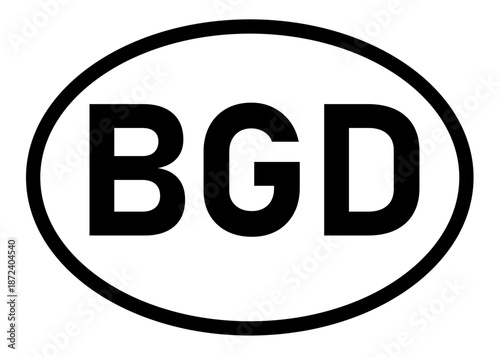 Bangladesh country code BGD icon vector on a white background
Country code abbreviation oval sticker icon on a white background
