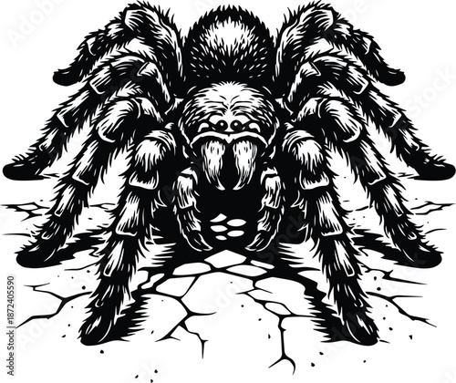 Tarantula Spider Design - Detailed Spider Illustration - Arachnid Vector design - Creepy Crawly Design - Realistic Spider Clipart - Tarantula Silhouette - Large Spider Design
