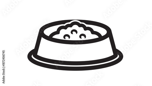 A bowl of food is illustrated in a simple graphic style on a white background