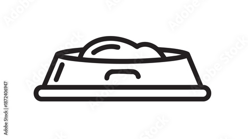 A bowl of food on a clean white background, viewed from the side, simple line drawing