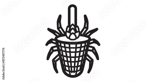 A spider in a basket illustration on a white background