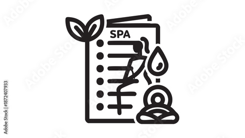 Spa treatment menu illustration featuring wellness and relaxation symbols