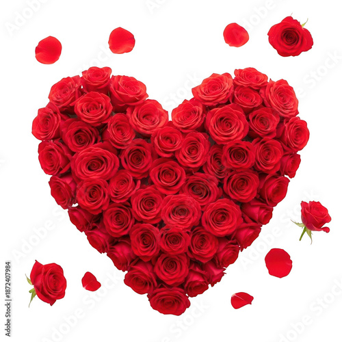 Heart shaped rose arrangement isolated on transparent background isolated on transparent background