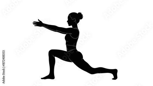 Woman in a yoga lunge pose silhouette.