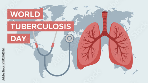 World Tuberculosis Day Illustration with Lungs and Stethoscope