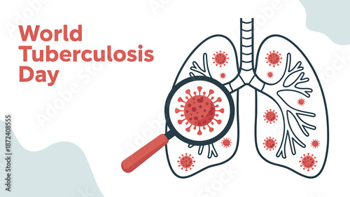 World Tuberculosis Day Illustration with Lungs and Magnifying Glass