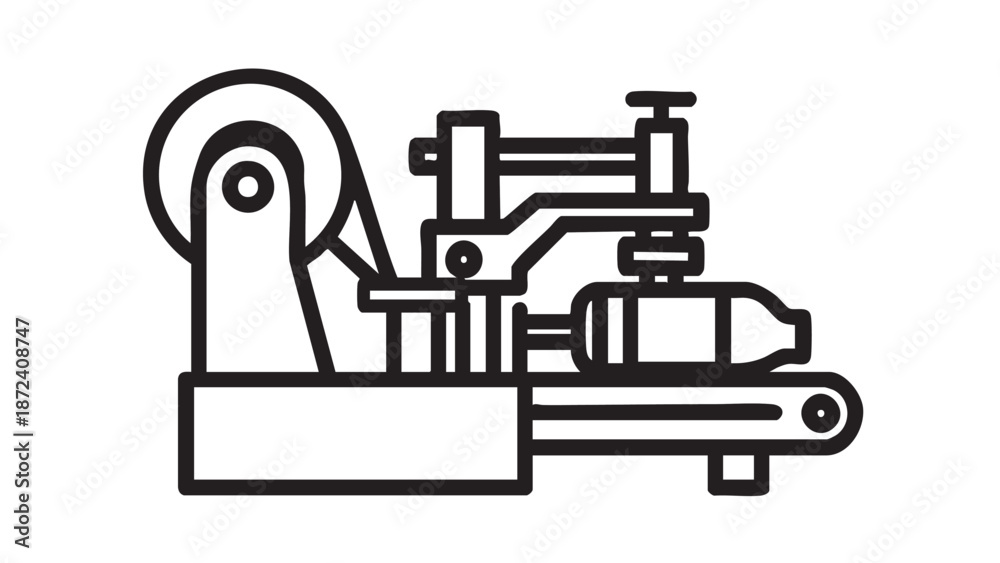 Fototapeta premium Illustration of a Mechanical Device with Gears and Levers in a Technical Drawing Style