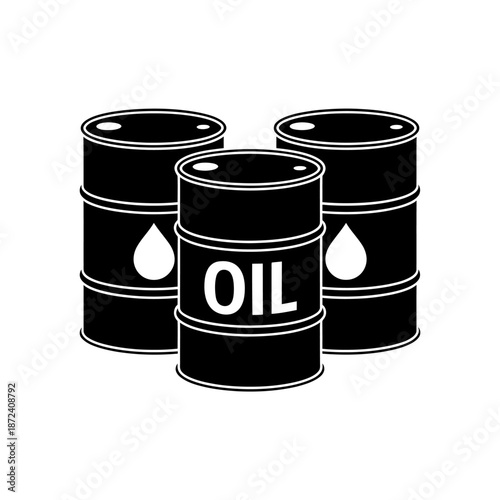 Three Oil Barrels Industrial Storage Symbols Energy Resources