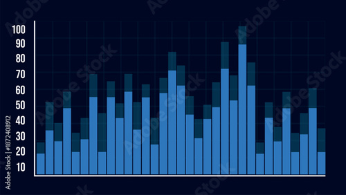 Blue lines on a Blue background. Financial Worksheets, Graphs and Diagrams, Info chart elements for online statistics and data analytics.