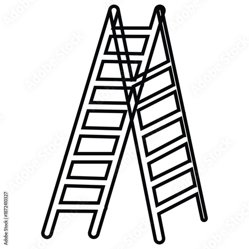 line drawing of two Aframe ladders crossed over each other