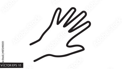 Simple line drawing of a hand with fingers extended in a gesture