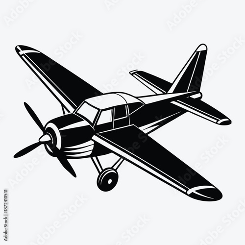 Light Aircraft line art White background illustration Generative Ai 