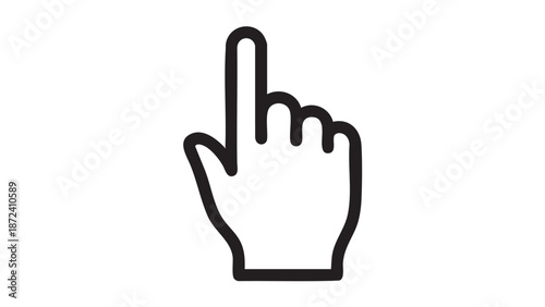 Hand pointing upwards in a simple line illustration style