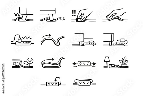 Calm minimalist safety icon mindful pressure cable sofa cue vector crossed