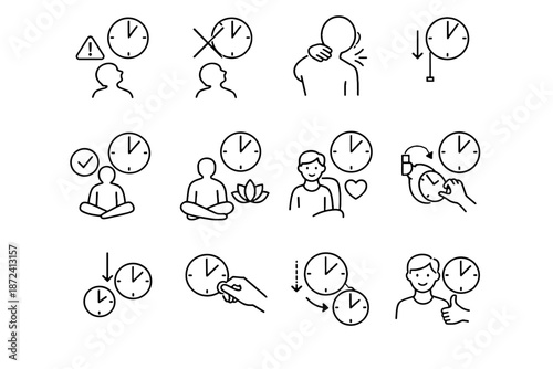 Risk strain height cue icons warning vector prevention high icon clock calm