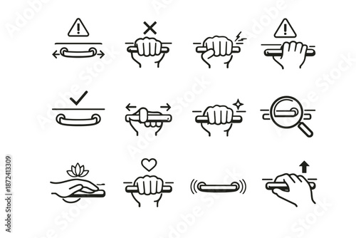 Vector icon awareness crossed cramped cue discomfort calm minimalist icons prevention handle