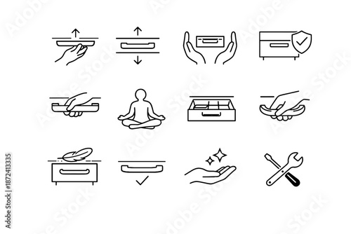 Interior functional handle quiet drawer calm icon living ergonomic vector habits minimalist