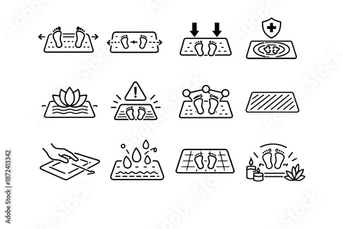 Vector cue mindful exit icon anti entry logic bath layout path slip