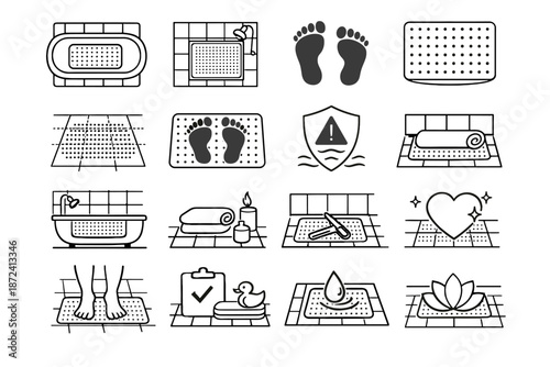 Concept bathtub icon safety use gentle structure icons vector baseline mat bathroom
