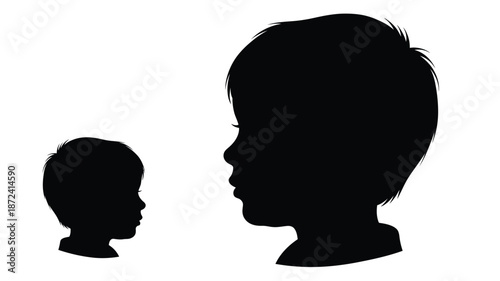 Two children s profiles side by side a striking black silhouette