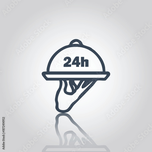 24hour food service icon with serving cloche