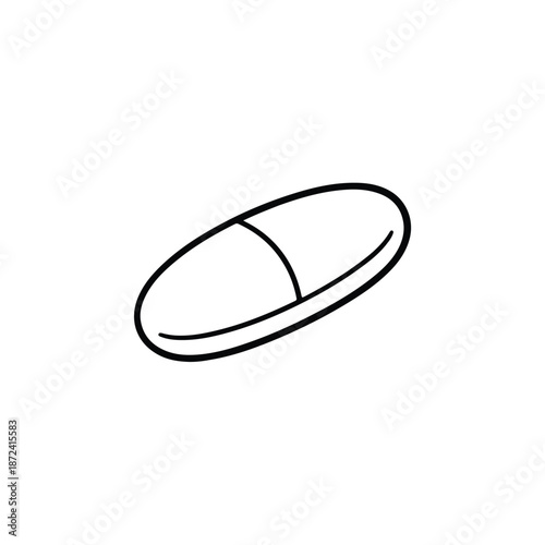 Simple oval pill line icon for medical and healthcare design