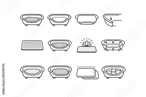 Cue icon tub tailored edge focus full bath calm curved mat vector