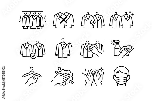 Touching vector moisture hook awareness coats icon cue hygiene coat warning logic