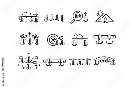 Hook focus icon growth capacity foresight extra line art vector adaptable future