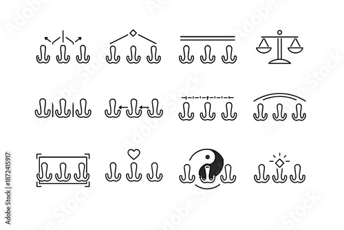 Interior marks check grid logic balance cue focus vector aesthetic icon minimalist
