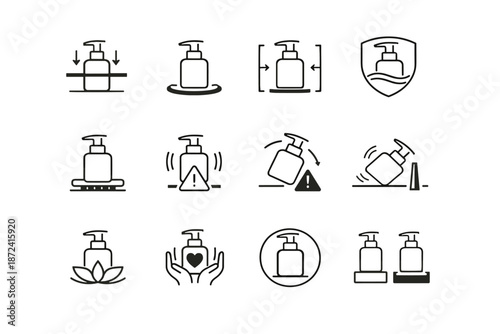 Press icon safety cue during icons prevention grip stability minimalist placement vector