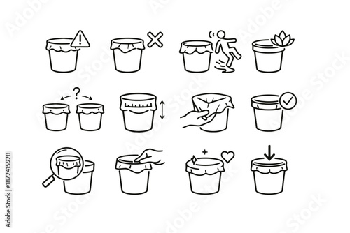 Crossed trash vector too risk prevention icon calm awareness correction logic liner