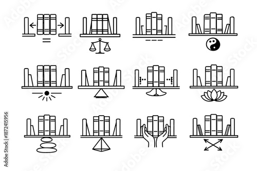 Between books pressure icons vector balance precision minimalist centered mindful equal icon