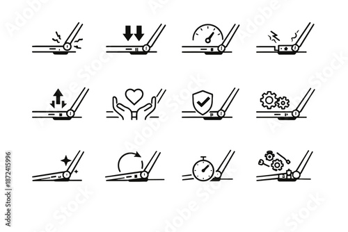 Awareness longevity vector cue laptop joint logic hinge arrows stress focus icon