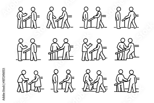 Rail bags handrail urban icon focus mindful item consideration vector move etiquette